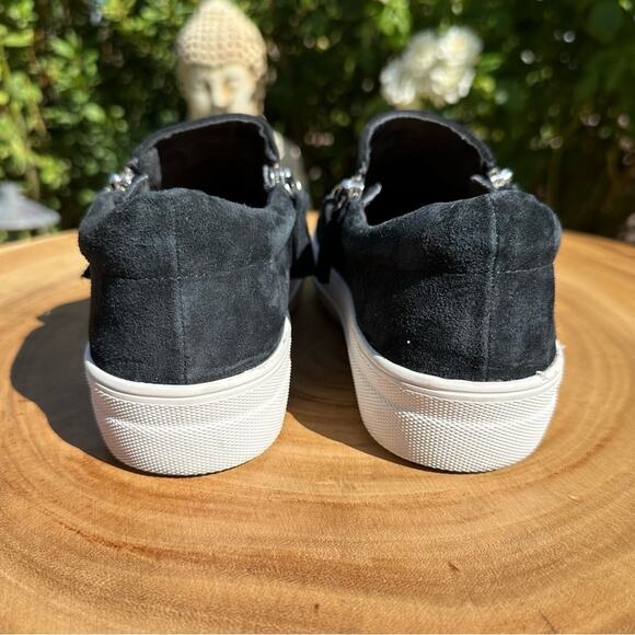 STEVE MADDEN Glammar Black Suede Zip Up Platform Court Sneaker Size 6.5 - Picture 6 of 8